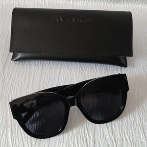 Yves Saint Laurent Black Sunglasses Gold logo